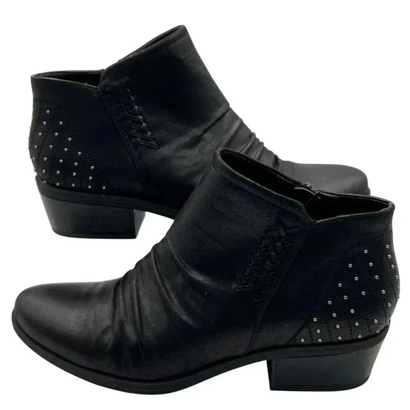 BareTraps Gericka Black Boots Studded Women 8.5M Pointed Toe Ruching  Booties - Picture 3 of 15